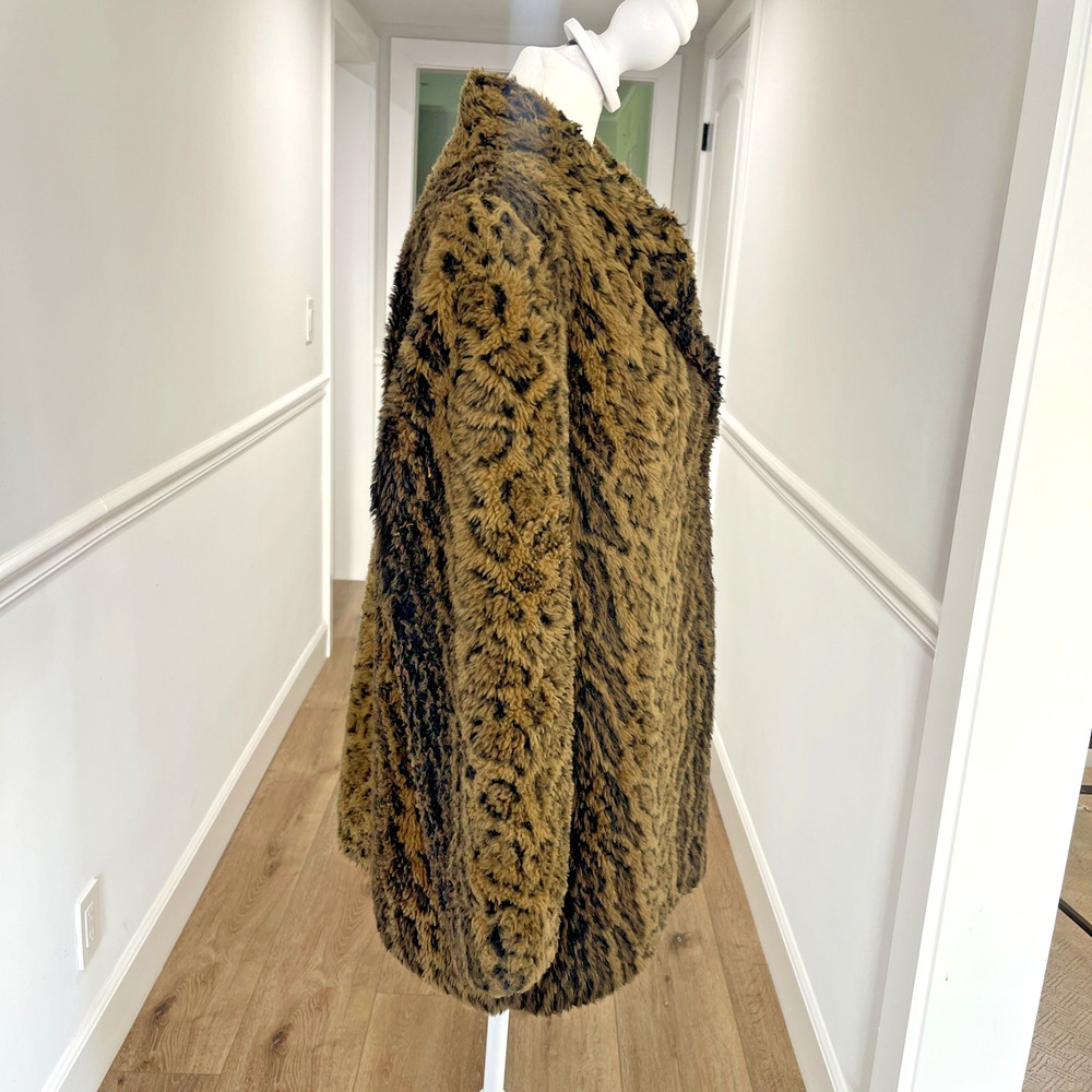 Mariel USA Vintage 80s Faux Fur Animal Print Jacket Coat Mob Wife Leopard Size M - Picture 5 of 14